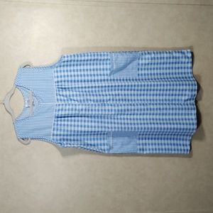 08525 Cozy Corner blue & white checked house dress XL